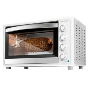 cecotec bake and toast 4600 gyro horno de sobremesa 2000w capacidad de 46l 12 funciones rustidor giratorio horneado por conveccion luz interior puerta de doble cristal color blanco