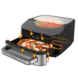 cecotec pizzaandfry 7000 horno electrico para pizzas hasta 33cm 1350w calentamiento rapido y uniforme pantalla tactil digital 8 programas rango de 40 a 230°c piedra color negro