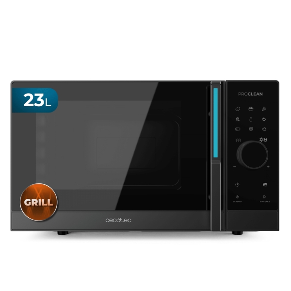 cecotec proclean 6120 microondas 800w capacidad de 23l control tactil digital grill 1000w 5 niveles de potencia funcion descongelar temporizador 60min color negro
