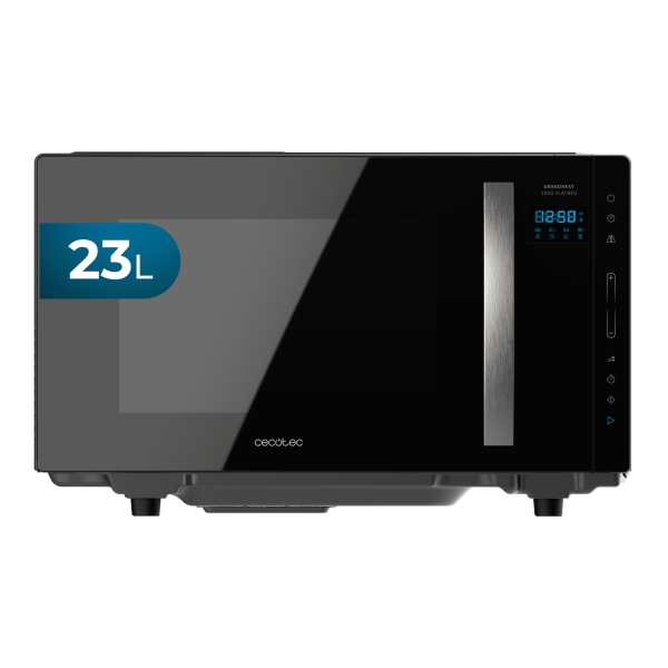 cecotec grandheat 2300 flatbed touch microondas sin plato 800w capacidad 23l panel tactil 8 funciones preconfiguradas revestimiento ceramico temporizador sinplato giratorio color negro