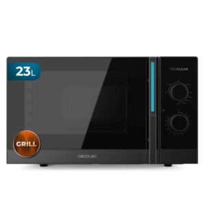cecotec proclean 4120 microondas potencia de 800w capacidad 23l grill 1000w 8 niveles de potencia funcion descongelar plato de 285mm temporizador 35min color negro