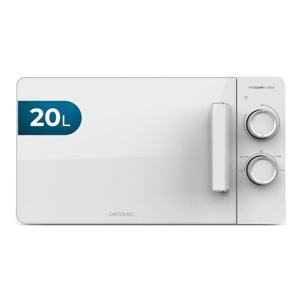 cecotec proclean 3020 flatbed microondas sin plato potencia de 700w capacidad 20l revestimiento ceramico temporizador 30min tecnologia 3dwave envolvente elegante color blanco