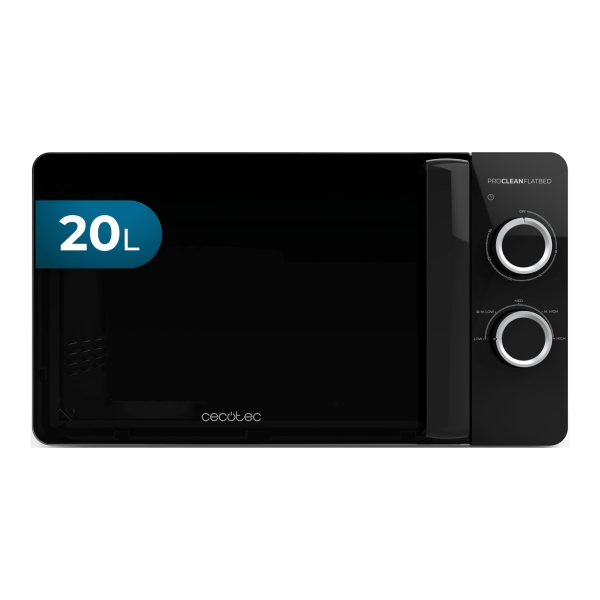 cecotec proclean 3030 flatbed microondas sin plato potencia de 700w capacidad 20l revestimiento ceramico temporizador 30min compacto tecnologia 3dwave envolvente color negro