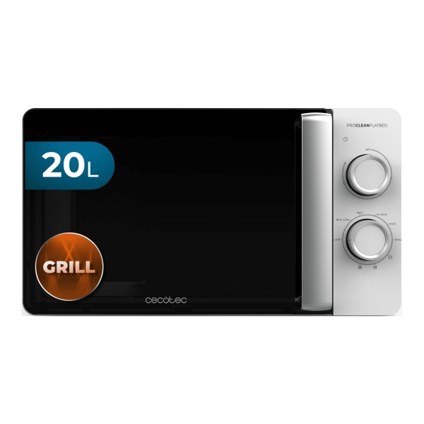cecotec proclean 3110 flatbed microondas sin plato potencia de 700w capacidad de 20l grill de 800w revestimiento ceramico temporizador elegante color negro