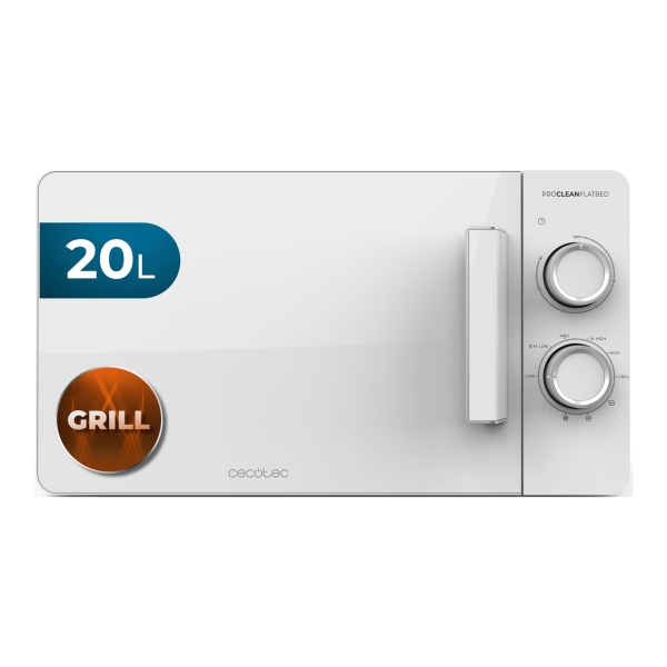 cecotec proclean 3120 flatbed microondas sin plato 700w capacidad de 20l grill de 800w tecnologia 3dwave envolvente revestimiento ceramico temporizador de 30min elegante color blanco