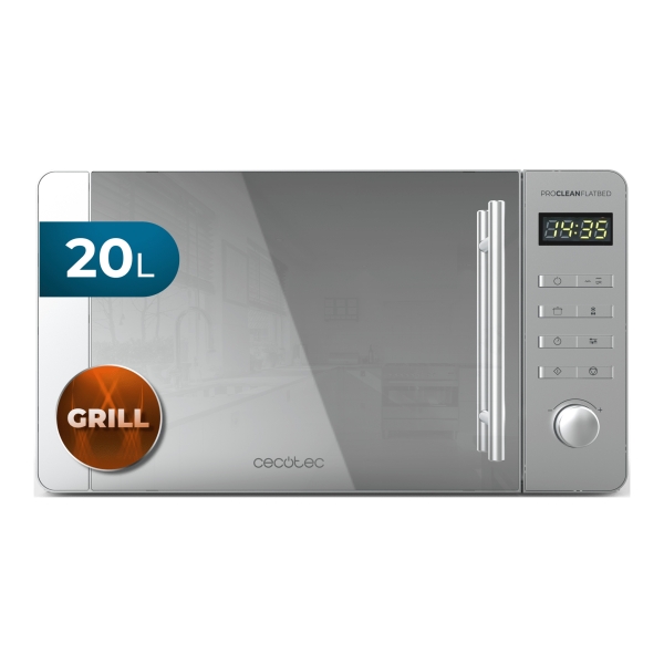 cecotec proclean 5120 flatbed inox microondas sin plato potencia de 700w capacidad de 20l grill de 800w revestimiento ceramico pantalla led elegante acero inoxidable
