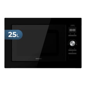 cecotec grandheat 2590 built in microondas encastrable 900w capacidad 25l grill 1000w 8 funciones preconfiguradas temporizador revestimiento acero inoxidable color negro