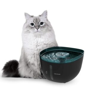 cecotec pumba 2200 refresh bebedero para mascotas capacidad de 2l filtro de alto rendimiento nivel de agua visible luz led interior silencioso efecto cascada facil de limpiar color negro
