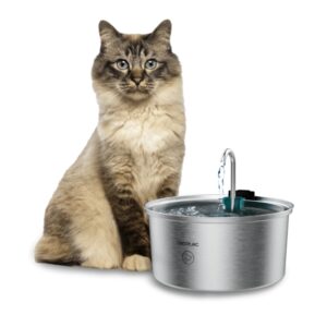 cecotec pumba 3200 refresh bebedero para mascotas capacidad de 3.2l acero inoxidable efecto cascada silencioso facil de limpiar incluye filtro
