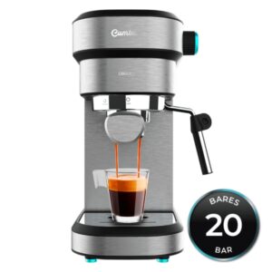 cecotec cafelizzia 890 gray cafetera espresso 1350w 20bar vaporizador orientable deposito agua 1.2l extraible doble salida de cafe sistema de ahorro energetico acero inoxidable