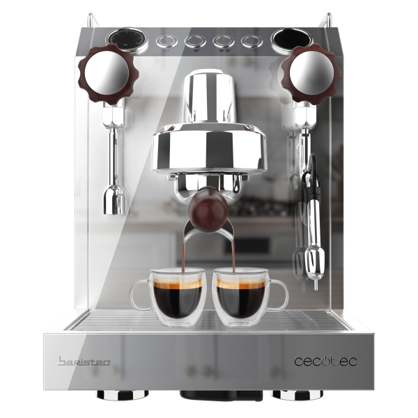 cecotec baristeo classic cafetera espresso 2700w sistema de pre infusion 15bar control pid deposito 2.5l extraible grifos independientes temperatura ajustable color gris metalizado