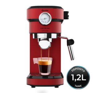 cecotec cafelizzia 790 shiny pro cafetera espresso 1350w 20bar deposito 1.2l extraible vaporizador orientable calentamiento rapido y homogeneo doble salida de cafe color rojo