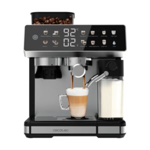 cecotec power espresso 20 barista grind and latte cafetera espresso 1350w molinillo conico ajustable deposito leche 500ml pantalla tactil 20bar deposito agua 2.6l autolimpieza color negro