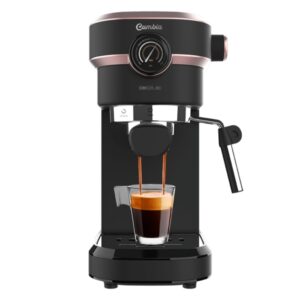 cecotec cafelizzia 890 rose pro cafetera espresso 1350w presion de 20bar manometro vaporizador orientable deposito 1.1l extraible funcion de agua caliente para infusiones color negro