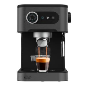 cecotec power espresso 20 pro cafetera espresso pantalla con botones vaporizador orientable doble salida para cafe deposito 1.5l extraible superficie calienta tazas color negro