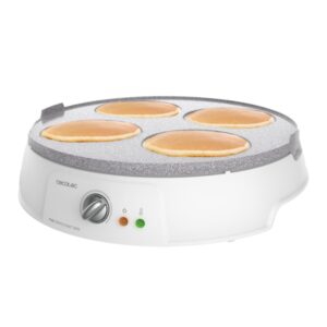 cecotec fun crepestone twin crepera 1200w placa antiadherente reversible espatula y rodillo 30.5cm de diametro regulador de temperatura proteccion contra sobrecalentamiento color blanco