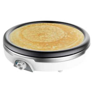 cecotec fun crepestone xl inox crepera 1350w acero inoxidable 38cm de diametro antiadherente placa extraible temperatura regulable espatula y rodillo 38.5x37.5x10.3cm color blanco