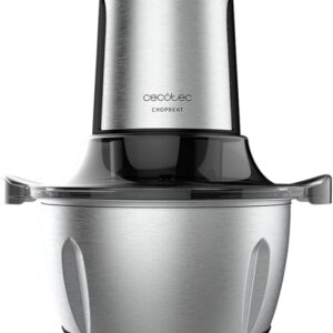 cecotec chopbeat 1500 titanblack steel picadora electrica 600w cuchillas de titanio bol de 1.5l de acero inoxidable 2 velocidades espiralizador con 4 accesorios libre de bpa facil limpieza