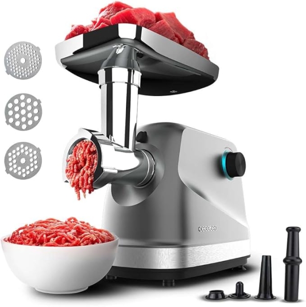 cecotec crusher 1400 steel picadora de carne electrica potencia de 1360w accesorios surtidos compacto y manejable sistema de seguridad facil limpieza base antideslizante acero inoxidable