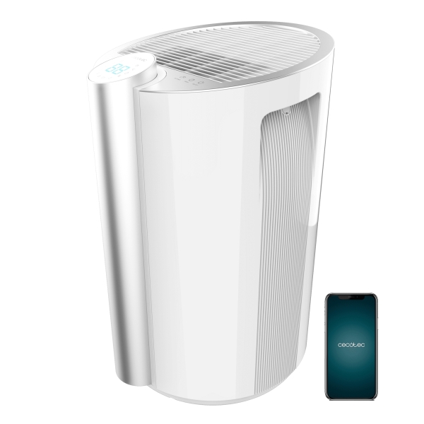 cecotec bigdry 9000 professional connected deshumidificador deposito extraible de 4.5l wifi y remoto cobertura hasta 250m3/h temporizador silencioso humedad de 40 a 80% color blanco