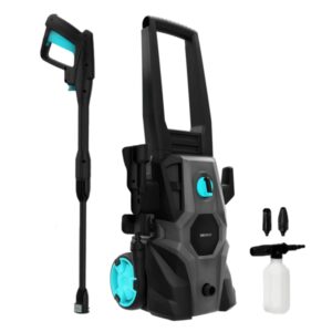 cecotec hydroboost 1400 easygo hidrolimpiadora 1400w presion 105bar caudal 426l/h botella de jabon bomba de aluminio incluye manguera, lanza y boquillas color negro y azul