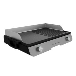 cecotec perfectroast 3000 barbacoa electrica de sobremesa 3000w grill y plancha placa extraible antiadherente control de temperatura independiente bandeja recogegrasas color negro y gris
