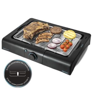 cecotec perfectsteak 4200 way barbacoa electrica de sobremesa 2400w parrilla de acero inoxidable altura ajustable bandeja desmontable indicador luminoso carcasa esmaltada color negro