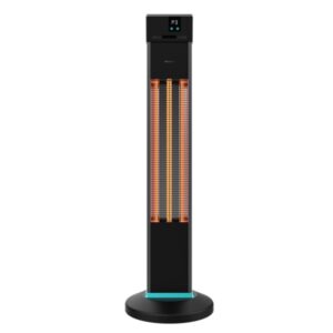 cecotec readywarm 2000 power tower estufa halogena de torre para exterior 2000w 3 niveles de calor pantalla lcd proteccion ip34 seguridad con triple proteccion color negro