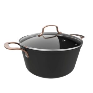 cecotec polka fantasy olla de 28cm de diametro capacidad de 7.1l aluminio forjado tapa de cristal templado asas de acero inoxidable antiadherente compatible con induccion color negro