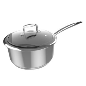 cecotec polka classy cazo de 16cm de diametro acero inoxidable 18/10 capacidad de 1.3l antiadherente compatible con induccion tapa de cristal templado mango remachado horno hasta 230°c