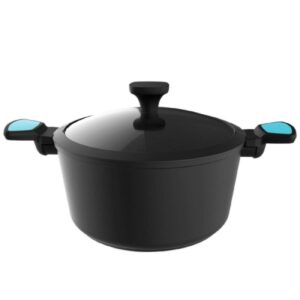 cecotec polka platinum thunder cacerola de aluminio forjado de 28cm revestimiento antiadherente compatible con induccion construccion en 6 capas libre de pfoa color negro y azul