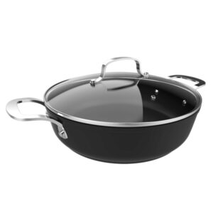 cecotec polka fantasy olla de 28cm de diametro aluminio forjado antiadherente compatible con induccion tapa de cristal templado asas de acero inoxidable capacidad de 4.1l color negro