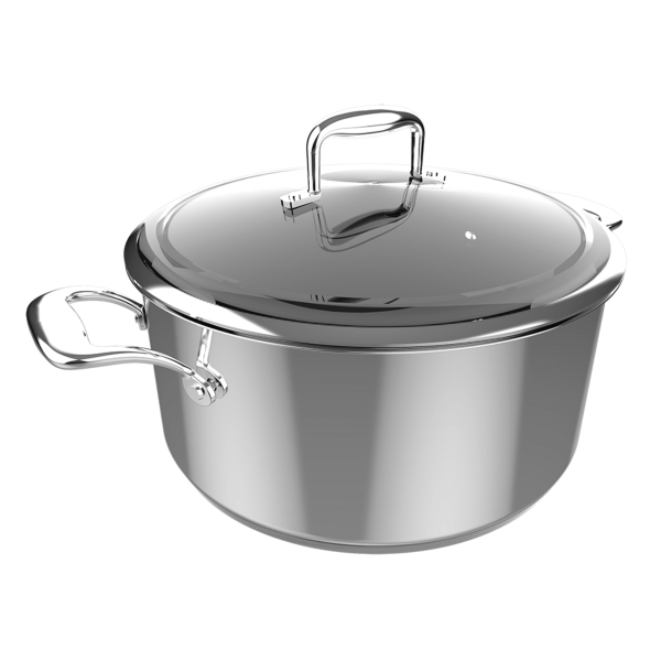 cecotec polka classy olla de 28cm de diametro capacidad de 7.5l acero inoxidable 18/10 asas remachadas tapa de cristal y acero revestimiento antiadherente compatible con induccion
