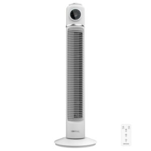 cecotec energysilence 1090 skyline retro smart ventilador de torre de 32" de altura 40w mando a distancia pantalla led tactil 3 velocidades temporizador oscilacion de 72º color blanco