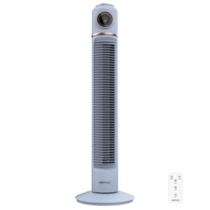 cecotec energysilence 1090 skyline retro smart ventilador de torre de 32" de altura 40w mando a distancia pantalla led tactil 3 velocidades temporizador oscilante color azul claro