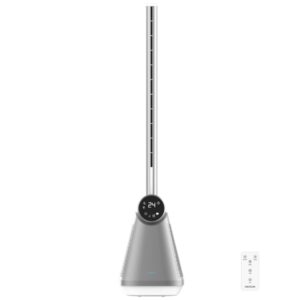 cecotec energysilence 9890 skyline bladeless ventilador de torre de 39" de altura 50w tecnologia sin aspas control tactil temporizador 3 velocidades oscilacion de 40º color gris