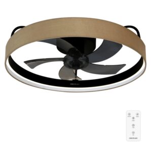 cecotec energysilence lampaero 650 beige design ventilador de techo con 5 aspas y luz 20w tulipa de tela 3 tonos led temporizador 6 velocidades modo invierno color negro