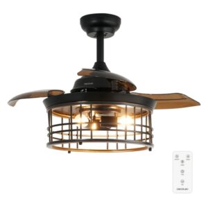 cecotec energysilence aero 3600 invisible metallic style ventilador de techo con 3 aspas y luz 25w aspas retractiles diametro de 36" modo invierno temporizador color negro