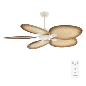 cecotec energysilence aero 5200 palm ventilador de techo de 5 aspas 35w diametro de 52" mando a distancia temporizador 6 velocidades modo invierno altura ajustable color blanco