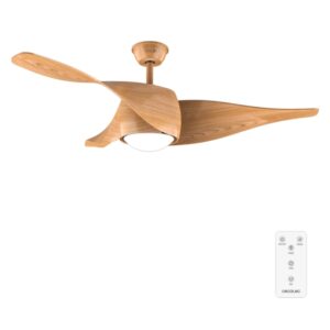 cecotec energysilence aero 5290 whitewood ventilador de techo con 3 aspas y luz 40w diametro de 52" 3 tonos led temporizador 6 velocidades modo invierno color madera claro