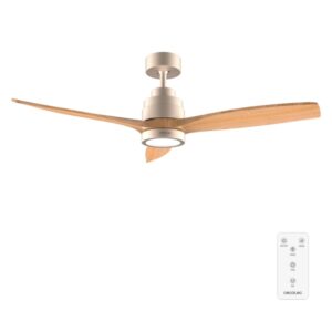 cecotec energysilence aero 5295 goldwhite ventilador de techo con 3 aspas y luz 35w diametro de 52" 3 tonos led 6 velocidades temporizador modo invierno color madera claro