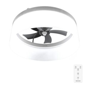cecotec energysilence lampaero 650 white design ventilador de techo con luz led 20w tulipa de tela 3 tonos led temporizador 6 velocidades modo invierno color blanco y negro