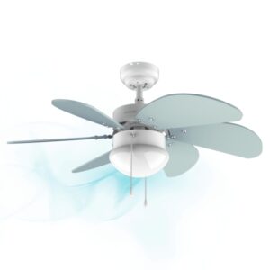 cecotec enerysilence aero 3600 vision sky ventilador de techo con 6 aspas y lampara 50w diametro de 92cm 3 velocidades aspas reversibles modo invierno control por cadena color azul claro