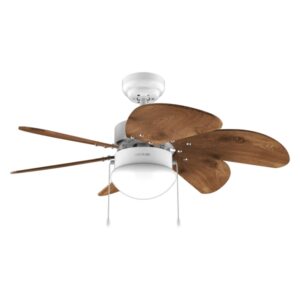 cecotec energysilence aero 365 whiteandwood ventilador de techo con 6 aspas reversibles y lampara 50w diametro de 36" 3 velocidades modo invierno/verano control por cadena color blanco