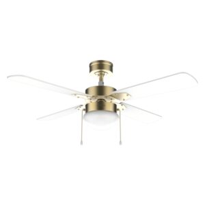 cecotec energysilence aero 450 goldwhite ventilador de techo con 4 aspas y luz integrada 50w diametro de 42" 3 velocidades modo invierno/verano control por cadena color blanco y dorado
