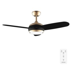 cecotec energysilence aero 4265 goldblack ventilador de techo con 3 aspas y luz integrada 65w diametro de 42" led de 18w mando a distancia temporizador 3 velocidades color dorado y negro