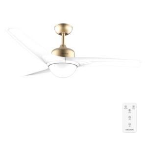 cecotec energysilence aero 560 goldwhite ventilador de techo con 3 aspas y luz integrada 60w diametro de 52" led de 18w mando a distancia temporizador 3 velocidades color blanco y dorado