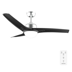 cecotec energysilence aero 560 ironblack ventilador de techo con 3 aspas y luz integrada 60w diametro de 52" led de 18w mando a distancia temporizador 3 velocidades color negro y plata