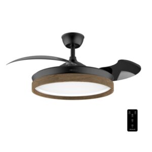 cecotec energysilence aero 4320 invisible woodandblack ventilador de techo con luz led regulable 35w 6 velocidades aspas retractiles temporizador acabado en madera color negro
