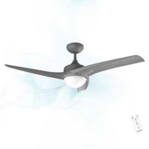 cecotec energysilence aero 560 ventilador de techo con 3 aspas y luz led integrada potencia de 62w diametro de 52" mando a distancia modo invierno/verano 3 velocidades color gris